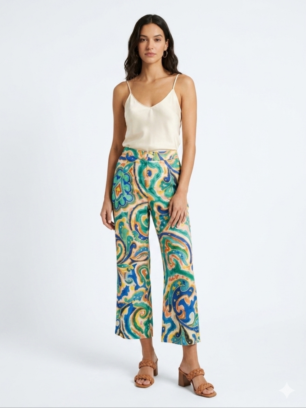 Anthropologie Maeve - Size 2 Rhiannon Satin Cropped Flare Pants